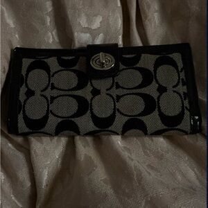 Coach Black and Gray Signature Clutch Wristlet